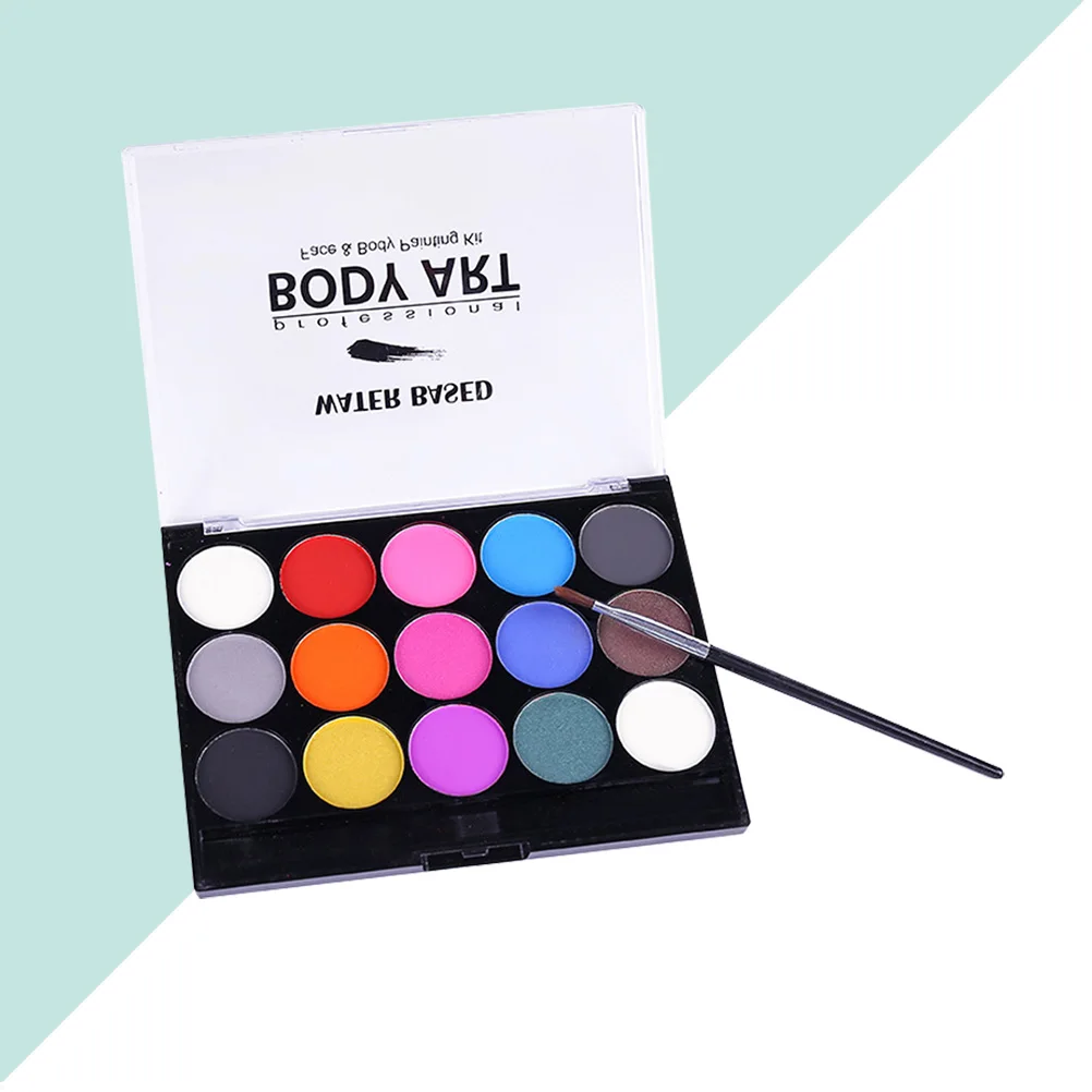 

15 Colors Water Soluble Pigment Safe Body Painting Kit Solid Watercolor Pigment for Adults Children (With Painting Brush)