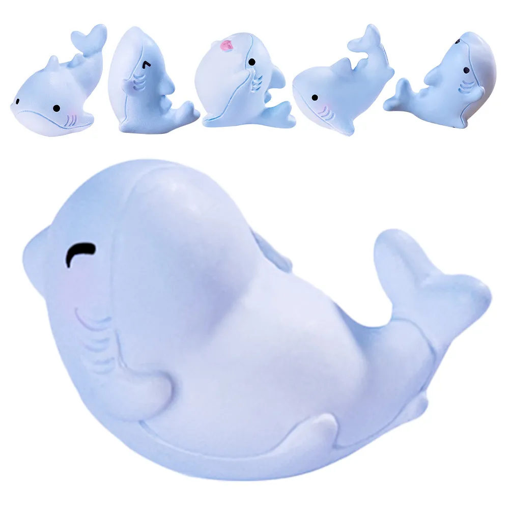 

Набор из 6 миниатюрных фигурок акул из смолы: милые морские животные для декора, украшения аквариума, настольные скульптуры, игрушки для морской тематики