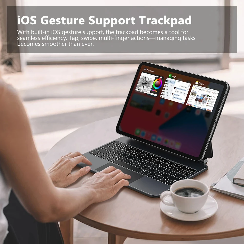 GOOJODOQ Funda con teclado mágico para iPad Pro 11 M4 iPad Air 4/5/6 Smart Pogo Pin PD18W carga rápida teclado Trackpad multitáctil