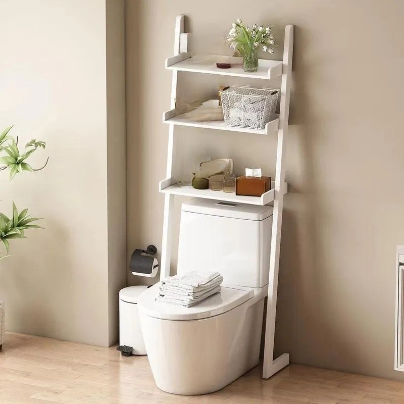 Wooden Toilet Storage Rack Freestanding Bathroom Organizer Shelf Multi Tier Space Saving Stand for Home Decor