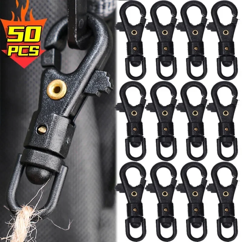 50/10PCS Swivel Keychain Metal Survival Carabiner Lanyard Snap Hooks Portable Dring Snap Buckle Umbrella Rope Keyfob Key Holder