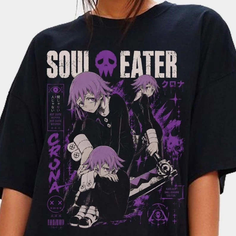 Soul Eater T-shirt Vintage Loose Oversized Unisex Print T-shirts Men Women Clothing Summer Trendy Cotton high quality Breathable