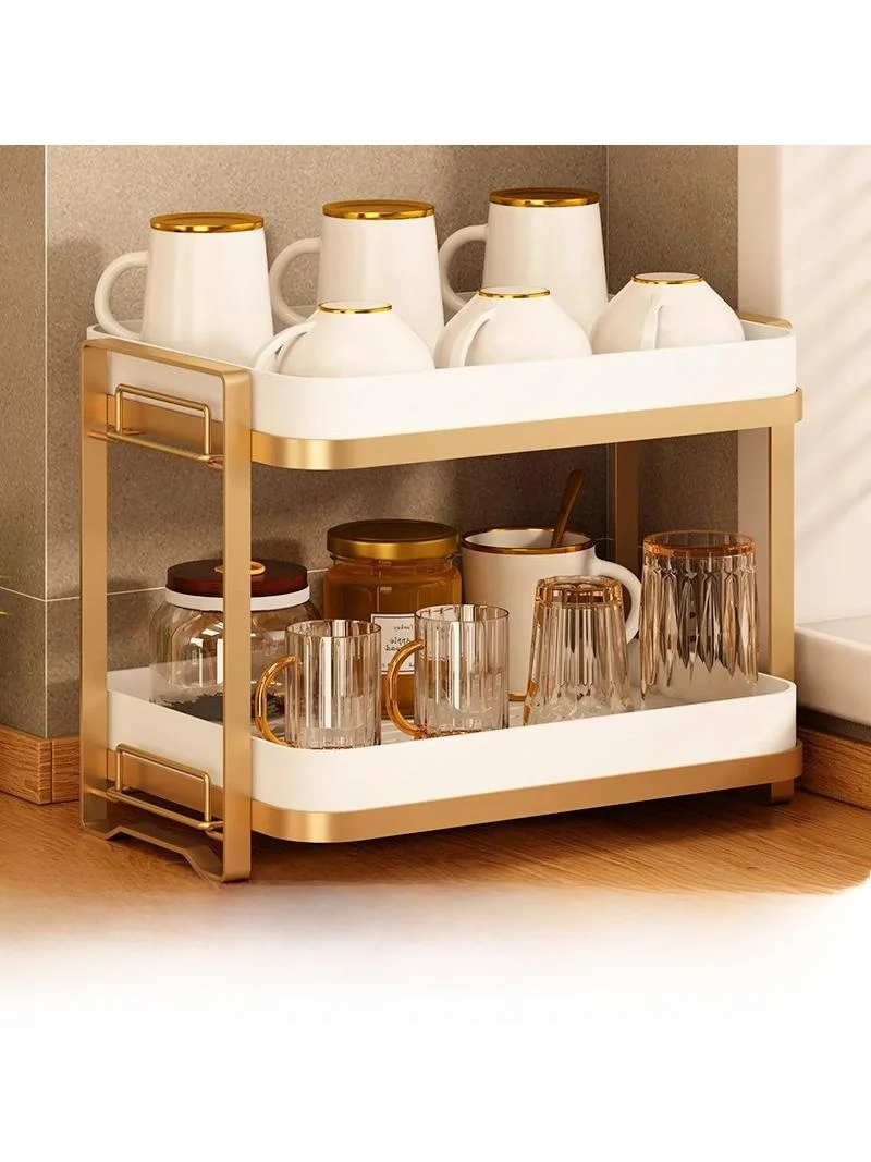 

Double Layer Glass Cup Rack Tea Set Storage Organizer Home Use Drain Box Desktop Storage Shelf Bathroom Accessories Cup Holder