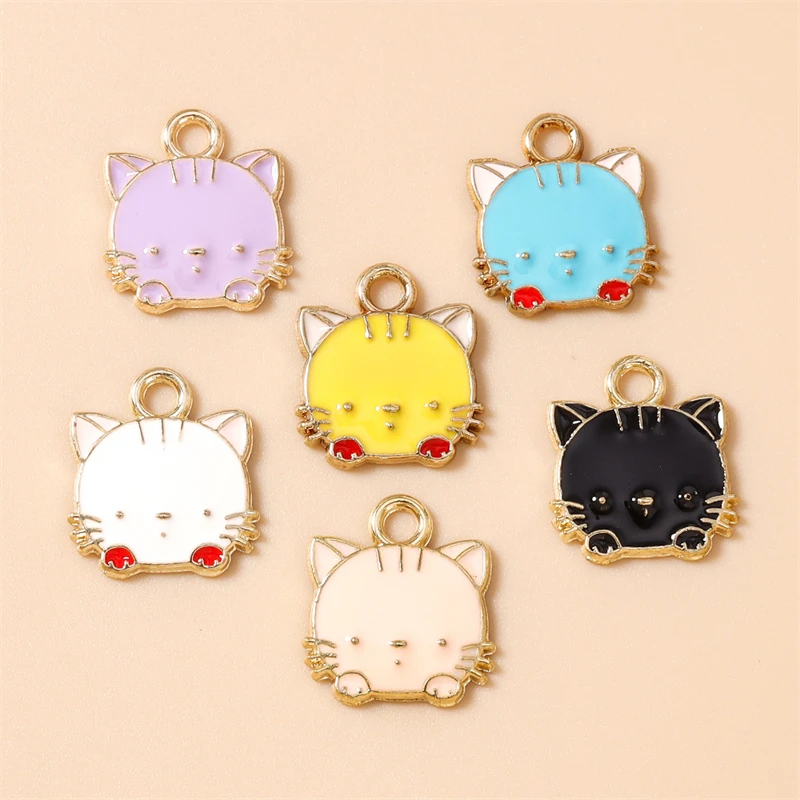 20 Stück 14x15mm Cartoon-Emaille-Tieranhänger Katzen-Charms für die Herstellung von Ohrhängern, Halsketten, Armbändern, DIY-Bastelarbeiten, Schmuckzubehör – Detail 11