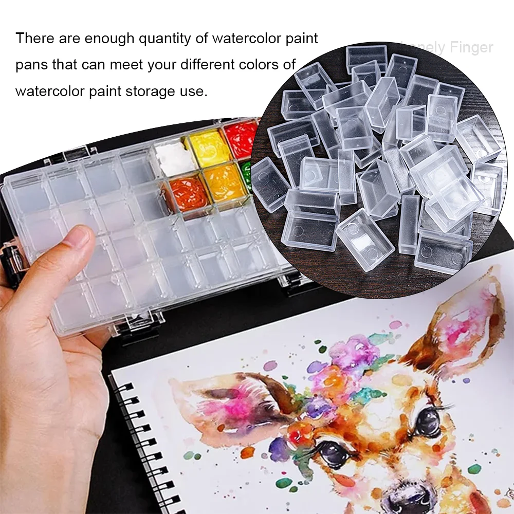 24 قطعة من المقالي المائية الفارغة، لوحة ألوان مائية فارغة، أصباغ رسم زيوت، ملحقات رسم فنية #5