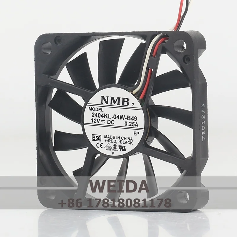 

NMB 2404KL-04W-B49 5V 24V 48V DC12V 0.25A AC EC 60X60X10MM 6010 Ultra-thin Silent Cooling Fan