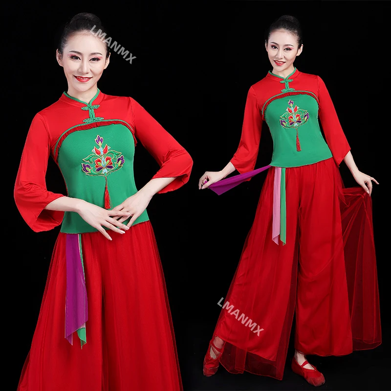 

Yangge costumes, performance costumes, women's new square dance sets, middle-aged and elderly festive fan performance costumes