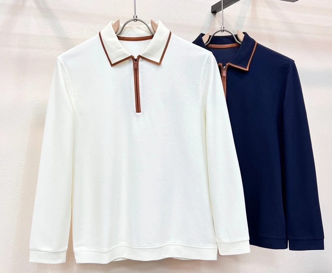 Italian BC old money wind lapel embroidered long-sleeved T-shirt