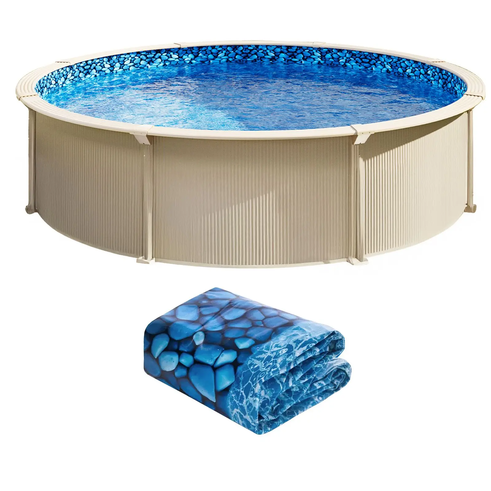 24-ft Round Above Ground Pool Liner, Overlap Pool Liners, Standard Gauge Vinyl, 48-to-54inch Wall Height, Designed for Steel Sid