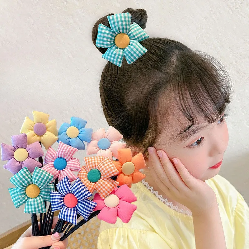 

Pan Hair Rod Ball Head Children's Cute Flower Twist Rod Girl Fixed Lazy Man Pan Hair Tool