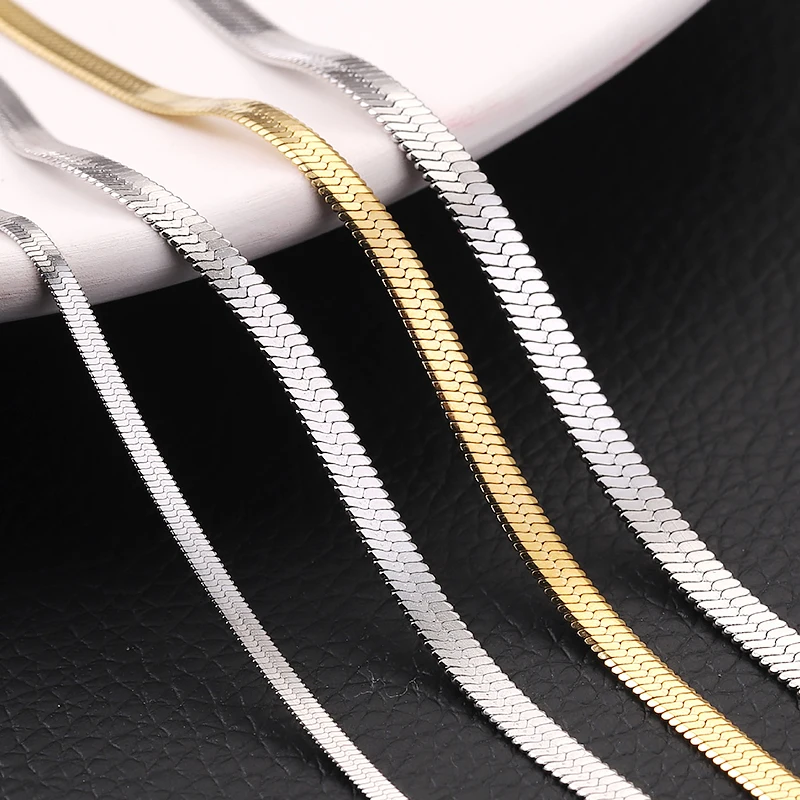 Blade Snake Chain Stainless Steel Necklaces Unisex Men Choker Width 2/4/5mm Herringbone Necklace For Women Jewelry Party Gifts