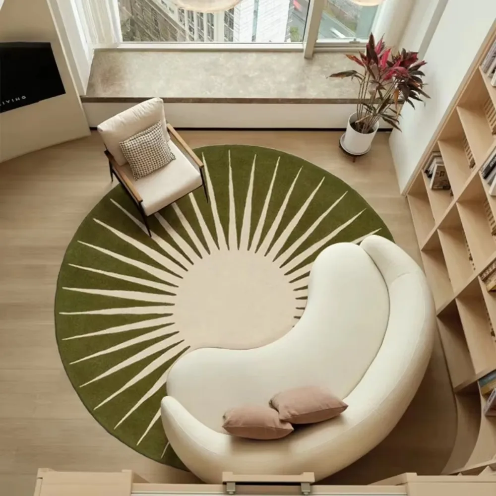 Sunflower Round Rug with Contrasting Colors, Soft Short Pile Anti-Slip Mat for Living Room, Bedroom or Study, Skin-Friendly