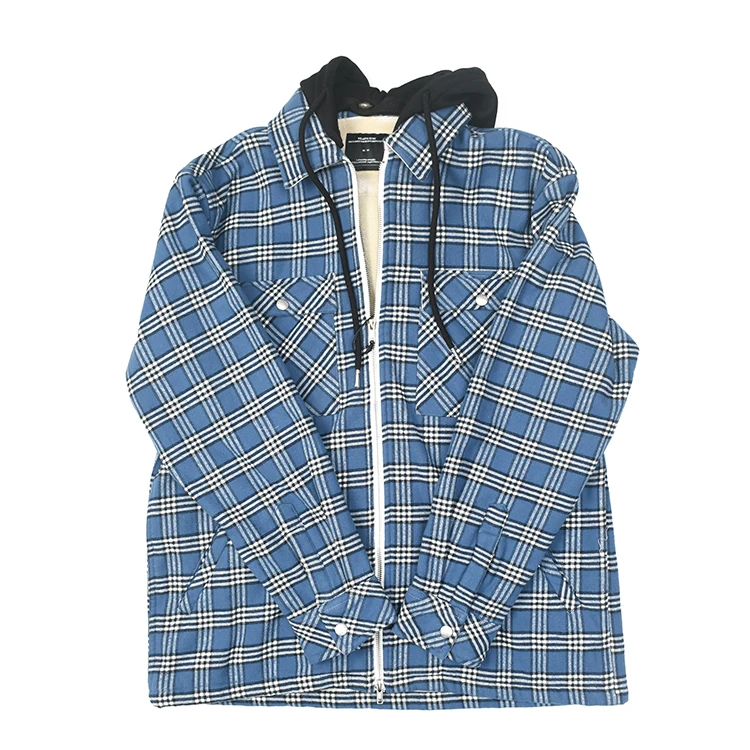 

Autumn Winter Japan Vintage Checked Sherpa Shirt - Zip-Up Hooded Workwear Flannel Thickened Oversized Casual Long Sleeve Shirt