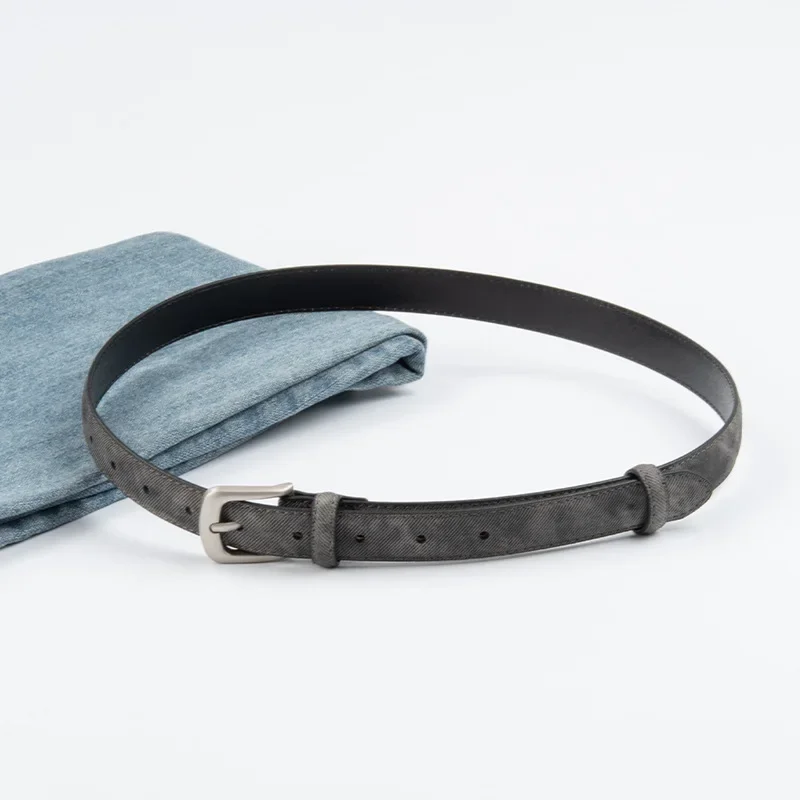 2024 Nieuwe Echte Leren Denim Dames Riem Koeienhuid Gecombineerd Met Jeans Casual Broek Riem Modieuze Eenvoudige En Veelzijdige Riem