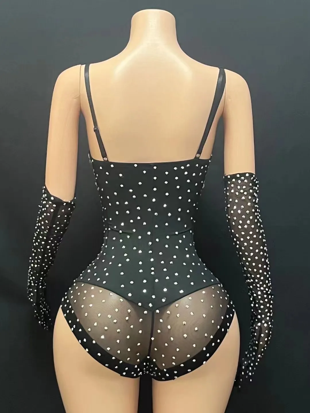 Black Onesie Sexy Gogo high-altitude show pole dance luxury laser sequins