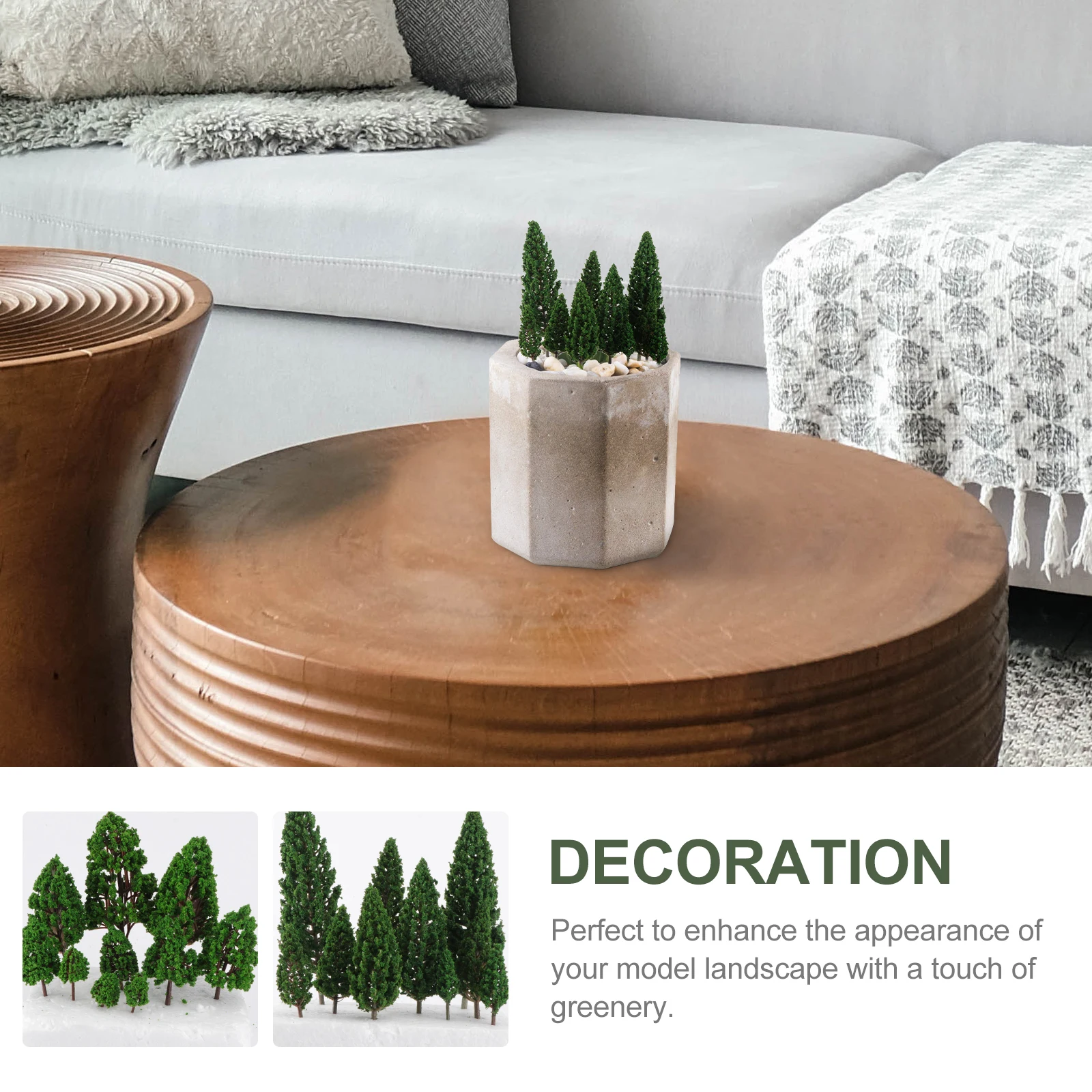 

22pcs Green Mini Tree Set Scenery Landscape Decoration Plastic Scale 1:50 For House Desk Living Room Kitchen Tree Gift