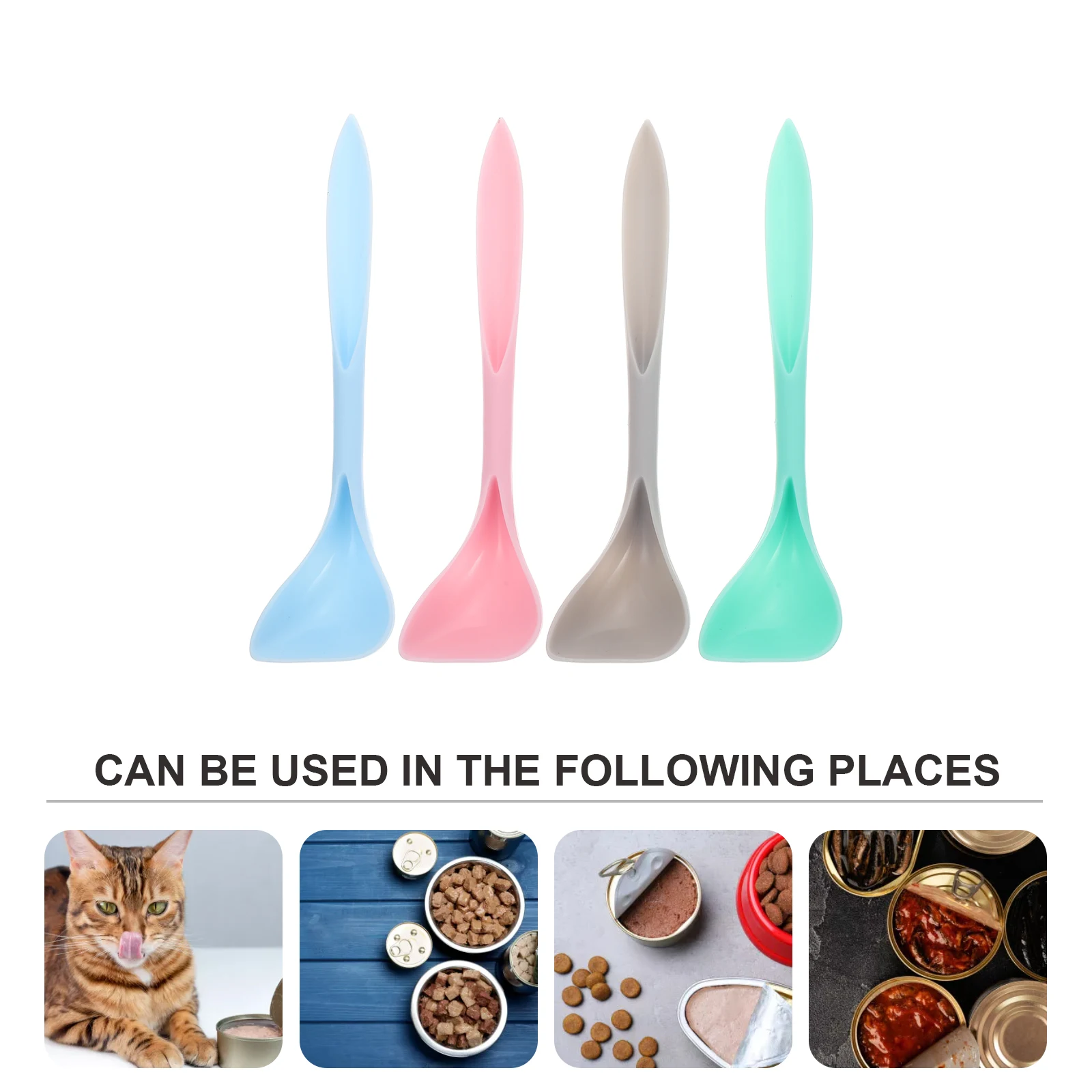 

4pcs Pet Food Spoon Multi-Function Can Scoop Plastic Stirring Spoon For Cat Dog Supplies Durable Feeding Tool Easy