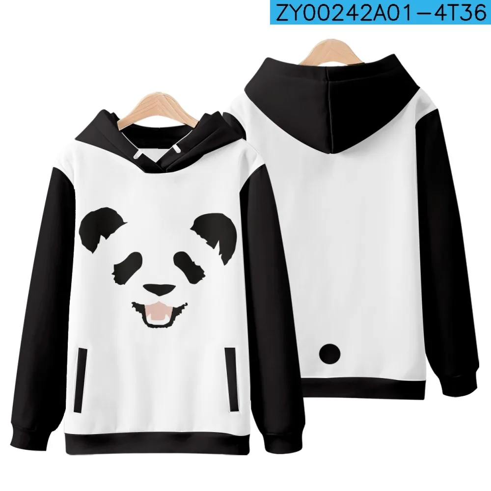 

Girl sweatshirt 3D Kawaii smiling panda Hoodies Children Clothes simple black and white color matching stitching kids Hip Hop