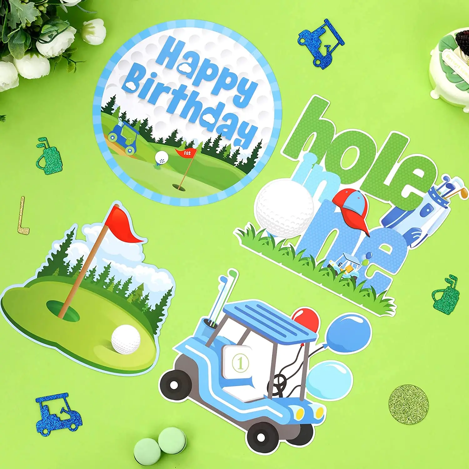 24pcs Golf Table Centerpiece Sticks Golf 1st Birthday Party Decorations Hole in One First Birthday Supplies for 1 Year Old Boy