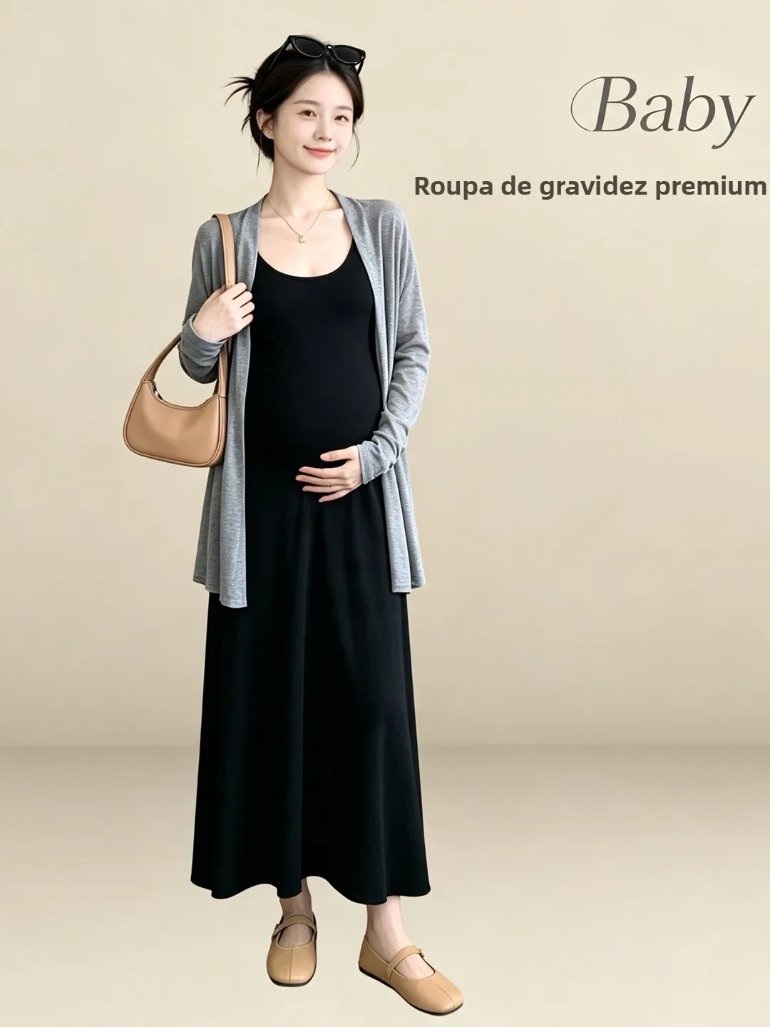 maternity-dress-summer-new-loose-draped-strap-sunscreen-cardigan-autumn-outfit-two-piece-set-women-comfortable-long-sleeve-u