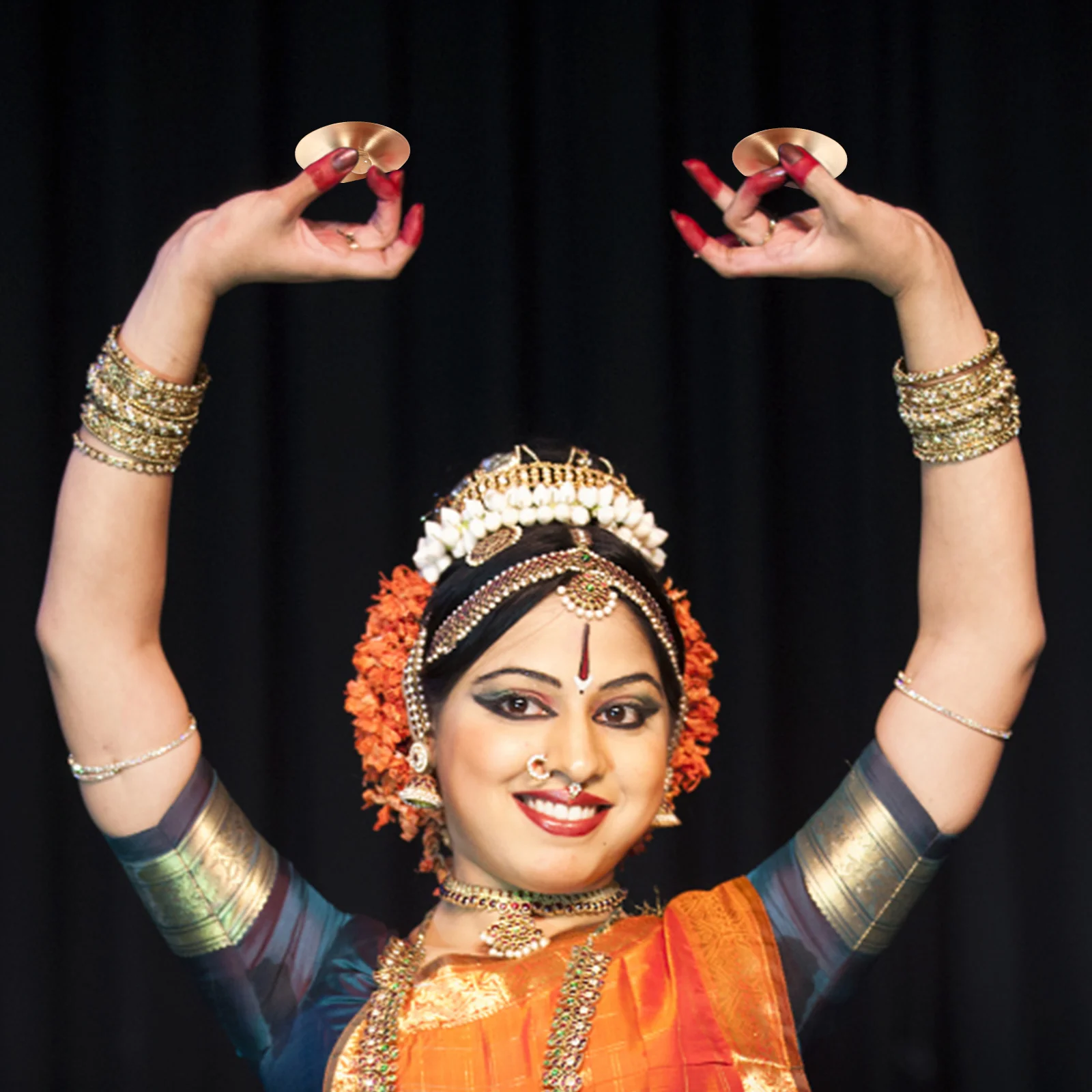 2Pairs النحاس فنجر الصنج الرقص الشرقي اليد الصنج مقابض خشبية قرع أداة راقصة آلة موسيقية للحفلات #6