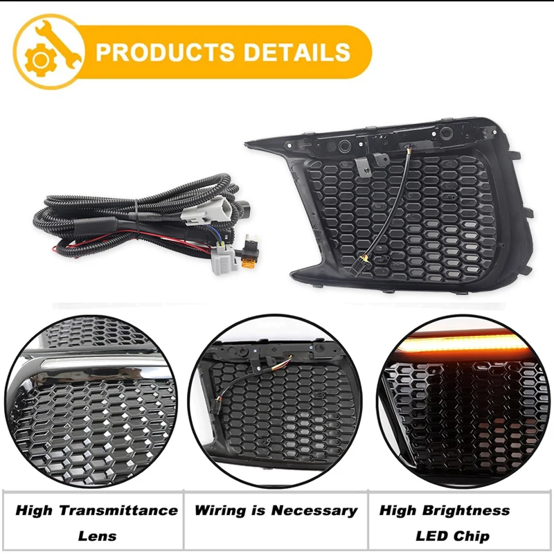 2pcs White/Amber LED DRL Front Fog Daytime Running Light Amber Turn Signal For Subaru WRX/WRX STI Fog Lamp Bezel Assembly 18-21