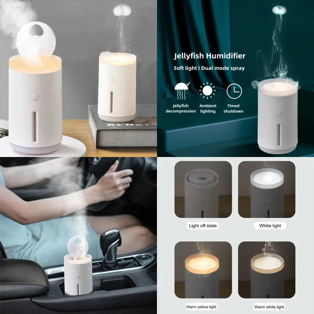 

Portable 360ML Ultrasonic Jellyfish Aromatherapy Car Air Purifier with USB, LED Lamp and Essential Oil Diffuser Mist Maker - Con