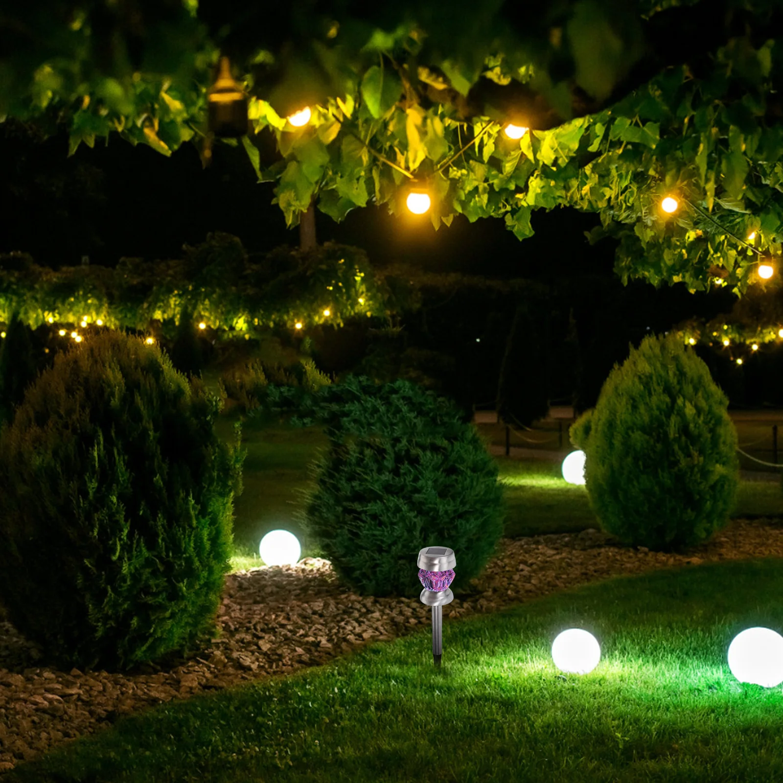 

1Set Solar Diamond-Shaped Lawn Lights Stainless Steel Outdoor Garden Waterproof LED Path Light for Sidewalk Terrace