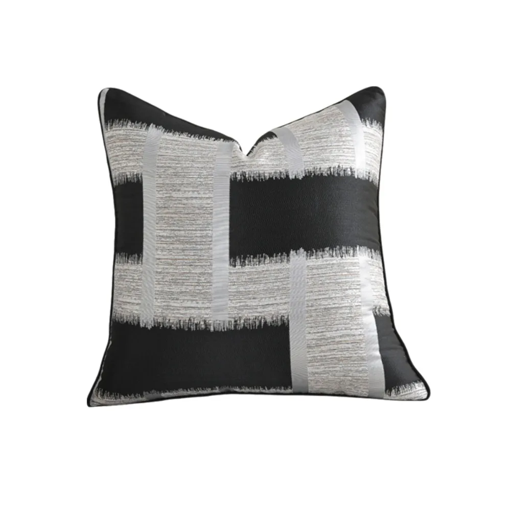 Geometric Weaving Patterns Silk Texture Throw Pillow Cover Square Zipper Closure Cooling Summer Pillowcase Skin-friendly