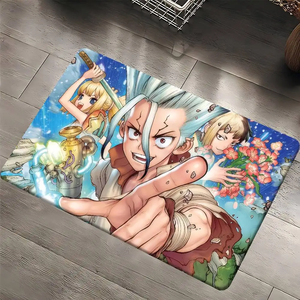 D-Dr. Stone Badezimmermatte, rutschfest, absorbiert Wasser, langes Streifenkissen, Schlafzimmermatte, Willkommens-Fußmatte