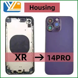 Diy Housing For iPhone Xr To 14 Pro Back cover High Quality With Middle frame Chassis Battery Case Replace Xr like 14pro Back