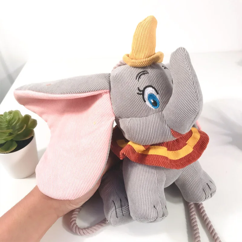 Disney Dumbo Plush Doll Crossbody Bag Cute Women Shoulder Bags Grey 3D Elephant Children's Diagonal Mini Ladies Shoulder Bag