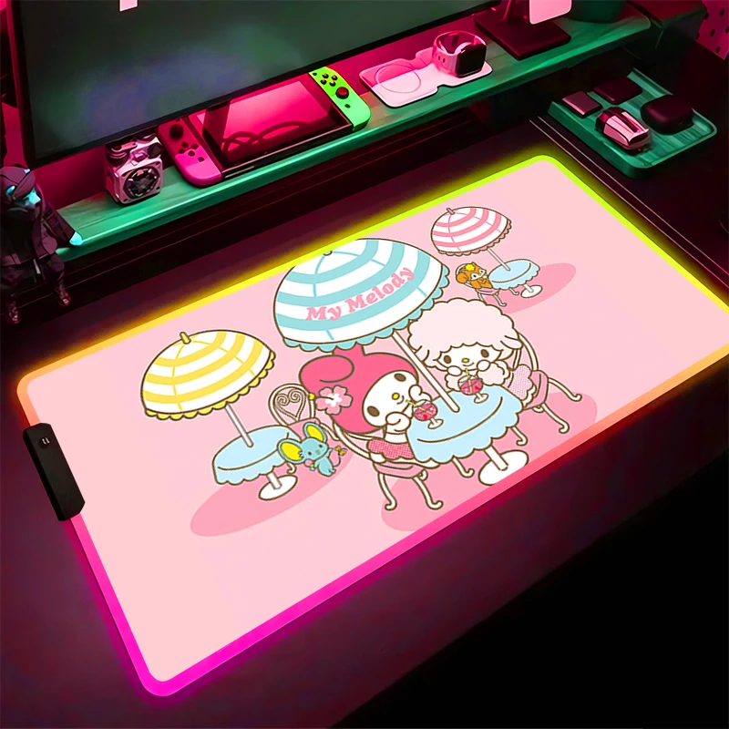 

RGB LED Mouse Pad Laptop HD Rubber Extended Pad Desk Mouse Mat Computer Game Mousepad M-my M-melody PC Accessories Keyboard Pad
