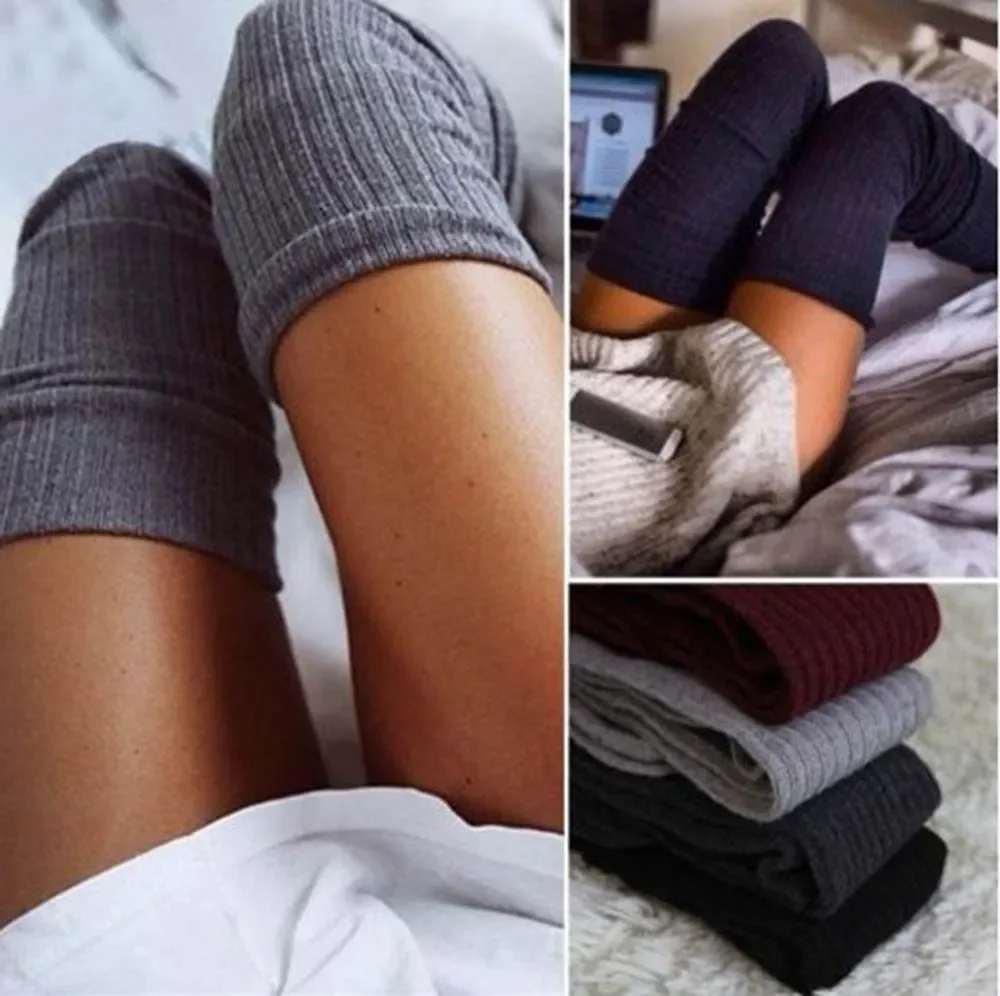 

Women Socks Winter Autumn Fall Over Knee Knitted Thick Happy Sexy Cool Western Style Cotton Socks