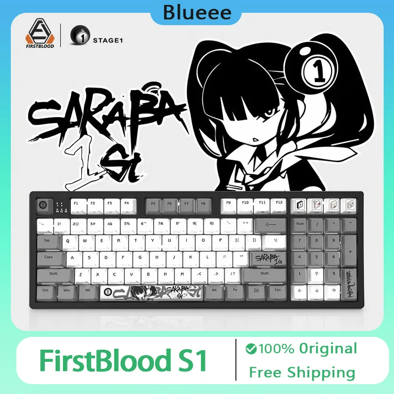 FirstBlood S1 Wired Mechanical Keyboard Anime Theme Limited 96 Keys Cherry Profile Green Axis RGB Gaming Keyboard Office Gift