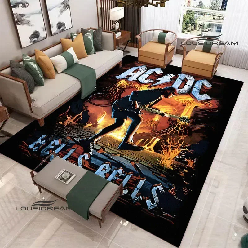 3D AC/DC Rock band Retro Printed carpet living room bedroom carpet non-slip door mat photography props area rug birthday gift