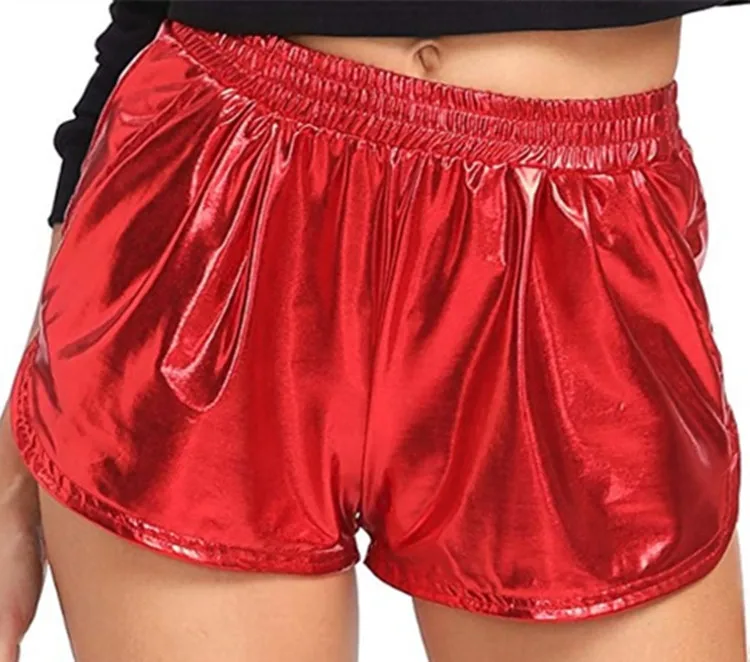 Sexy Slim Stretch High Waist Shorts for Women Shiny Sliver Gold Color Black Shorts Nightclub Party Women's Outfits