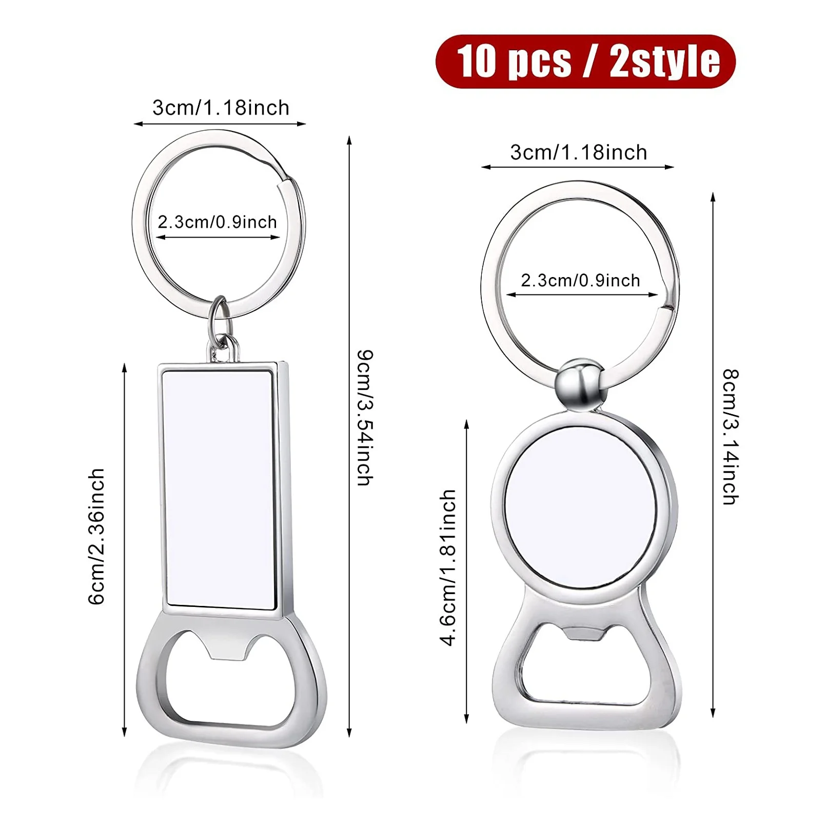 

FEDI-10 Pcs Sublimation Blank Keychains Sublimation Metal Bottle Opener Blank Key Ring Aluminum Heat Transfer Keychain