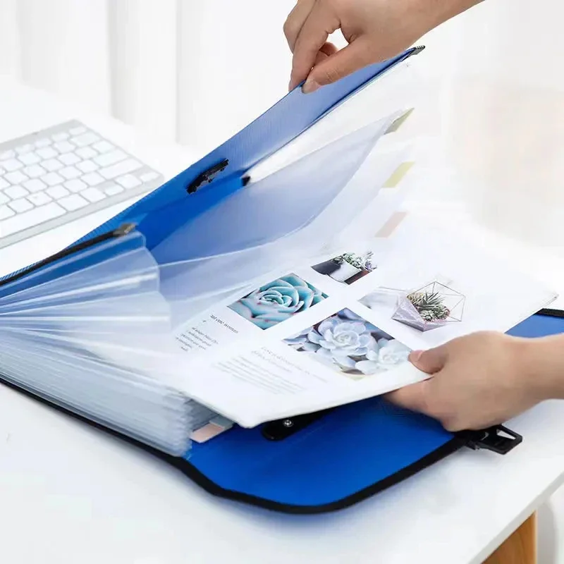 A4 Portable Folder Storage Bag 13 Pocket Accordion Bag Information Test Paper File Bag Office Document Organization File Folder