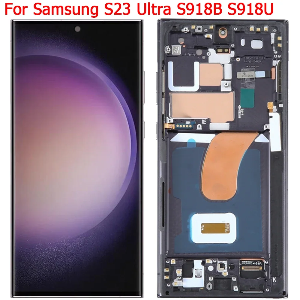 ЖК-экран для Samsung S23 Ultra, сменный ЖК-экран 6,8 дюйма с рамкой для Samsung S23 Ultra S918B S918U