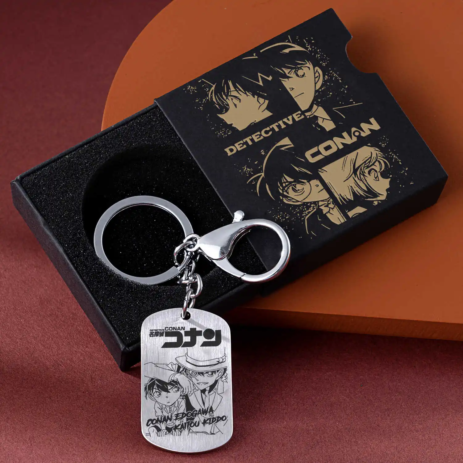 سلسلة مفاتيح معدنية لشخصية المحقق كونان غراي موري شينيتشي، هدية إبداعية، قلادات من الفولاذ المقاوم للصدأ منقوشة، إكسسوارات مف...