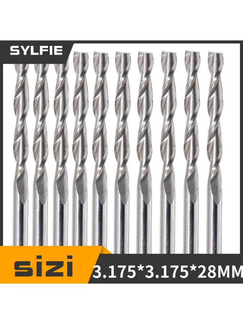 10 sztuk podwójny flet spiralna obieraczka 3.175x25mm frezy CNC drewna akrylowe wiertła — zdjęcie 2