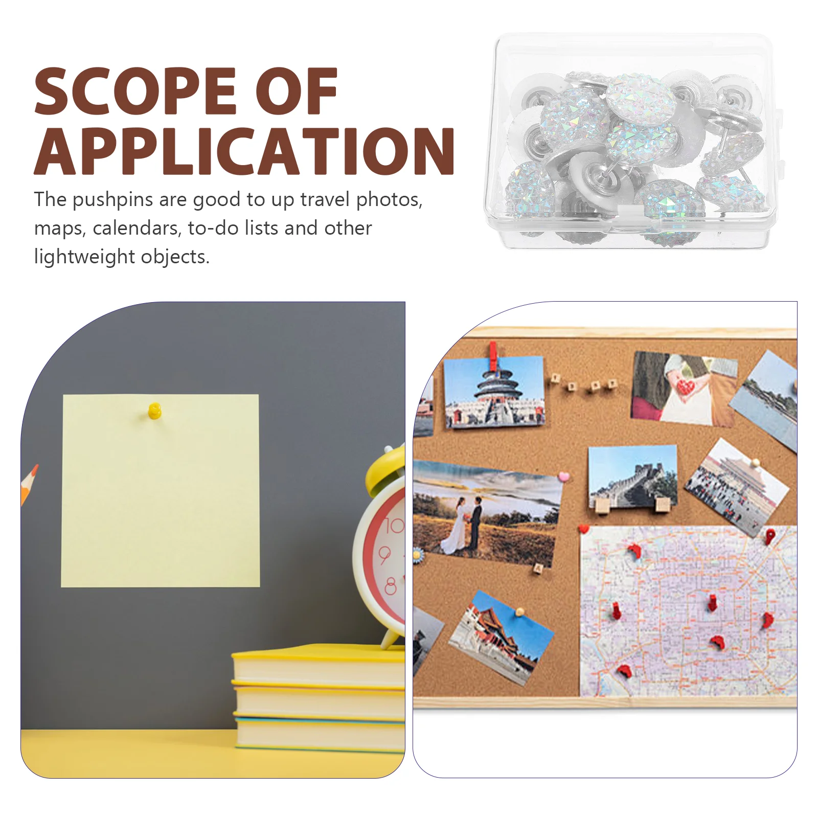 20 Pcs Corkboard Resin Rhinestone Thumbtacks Pin Water Drill Gear Household Toothed Nail Rhinestones