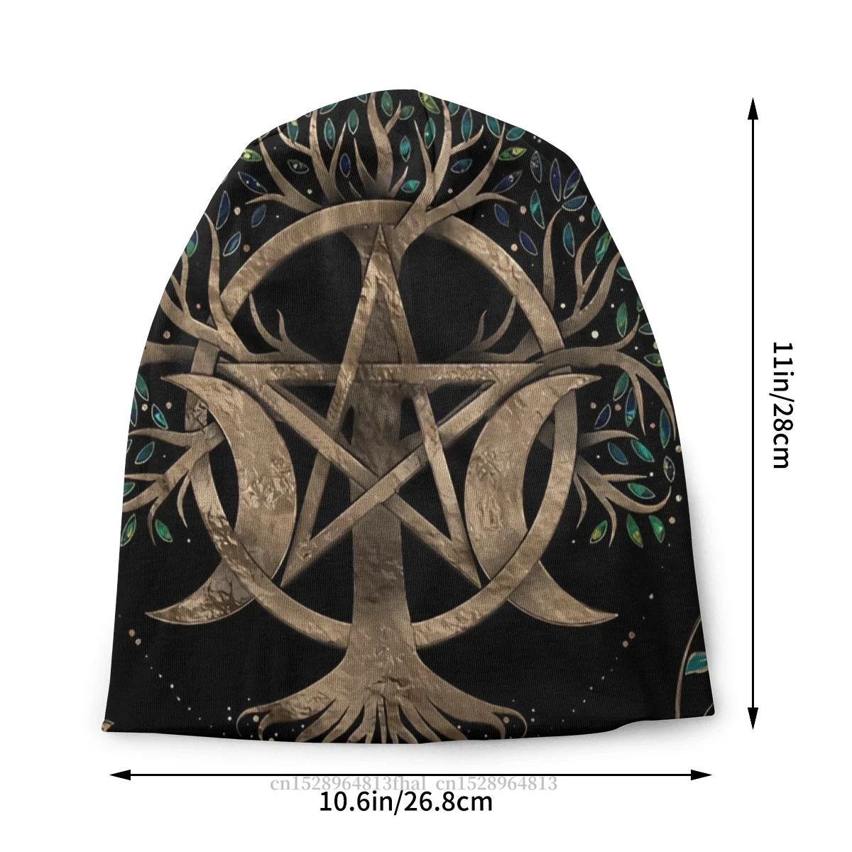 Tree Of Life Pentagram Moon Ornament Bonnet Homme Outdoor Skullies Beanies Hat Triple Moon Art For Men Women Cotton Hats