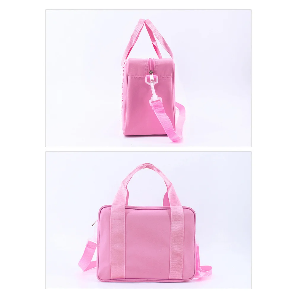 

Pink Shoulder Dance Bag Lace Ballet Tote Large Capacity Waterproof Floral Embroidered Durable Zipper Ballerina Dancer