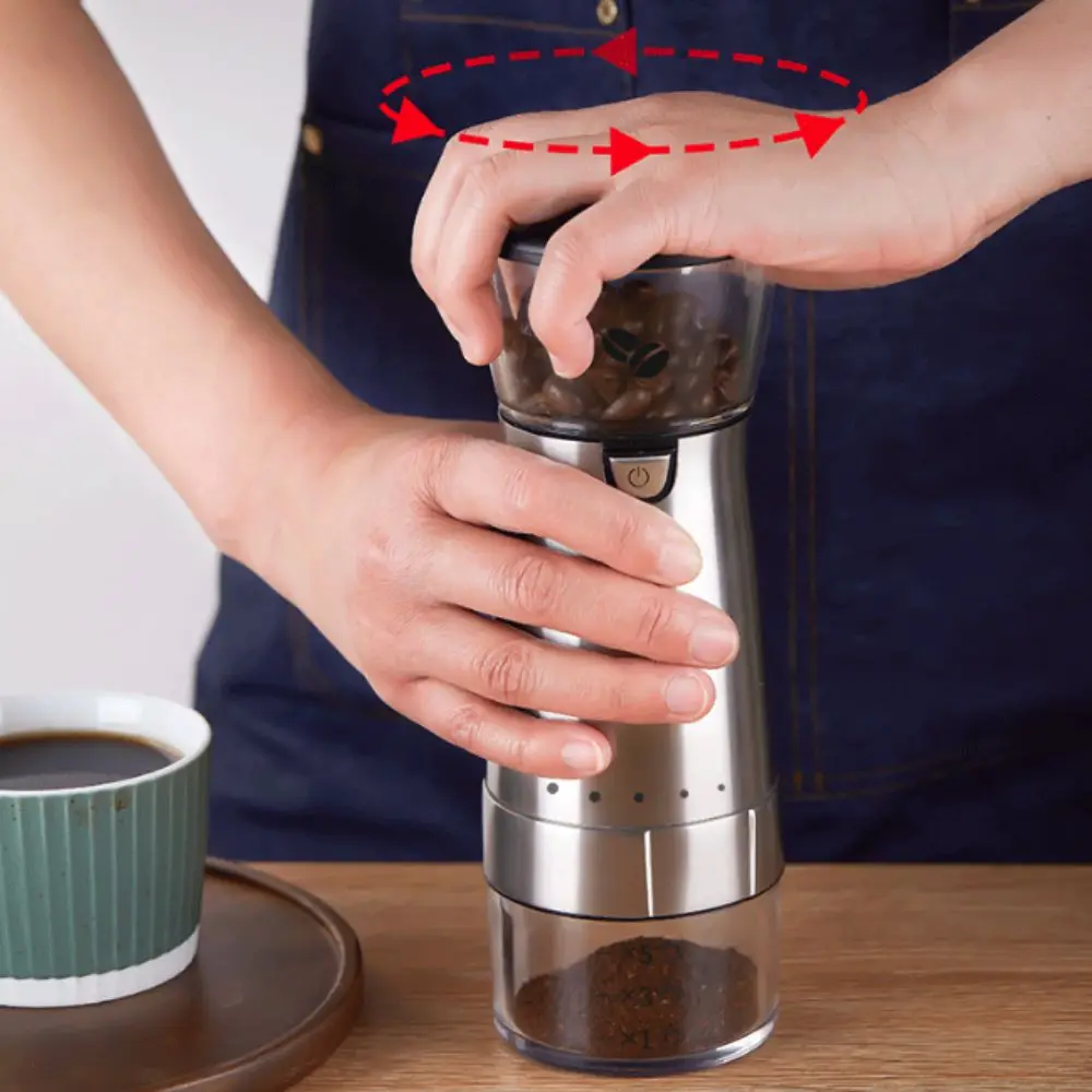 USB Rechargeable Portable Electric Coffee Grinder Adjustable Burr Ceramic Grinding Core Electric Coffee Bean Mill Wireless