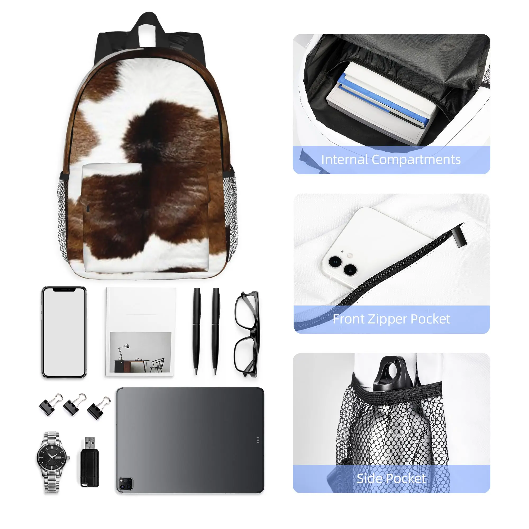 Rustic Ranch Cow Print Backpack Hot Sale Daypack Large Capacity Boys Girls BookBag Shoulder Bags for Men Women School Bag