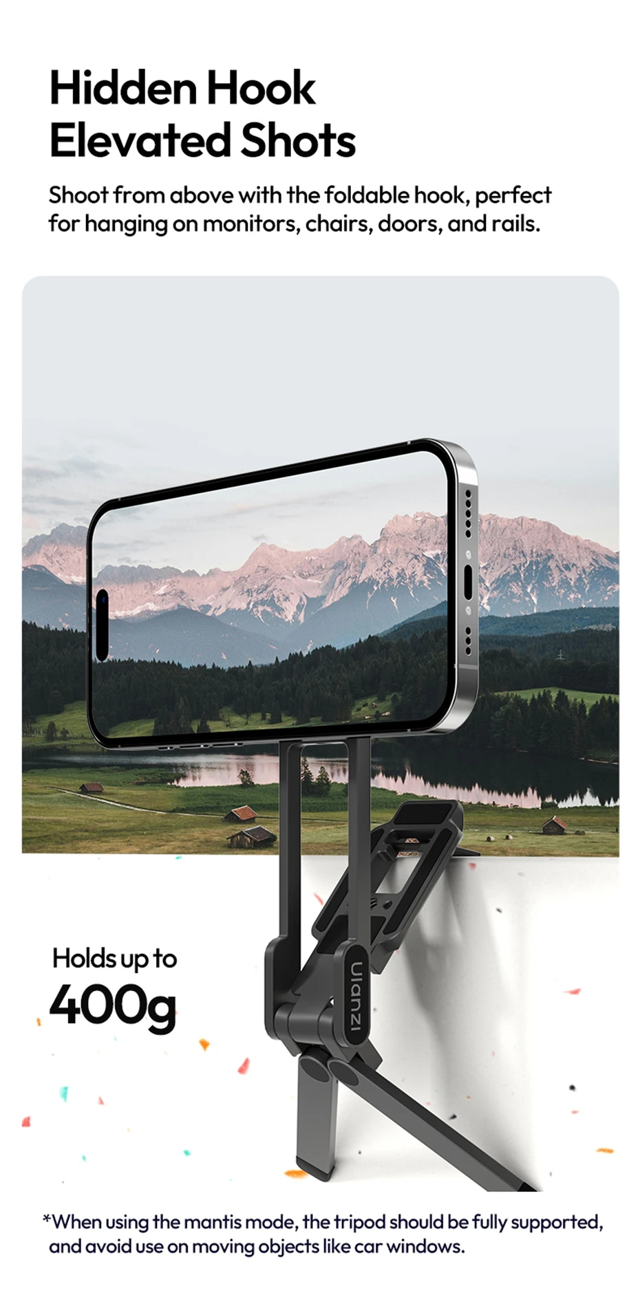 Ulanzi MA38 MagLock Handyhalterung Magnetische Telefonhalterung für iPhone 16 15 14 13 mit Verstecktem Haken für Schrägen Wände Handstativ Schnappmodus Montierbar – Detail 9