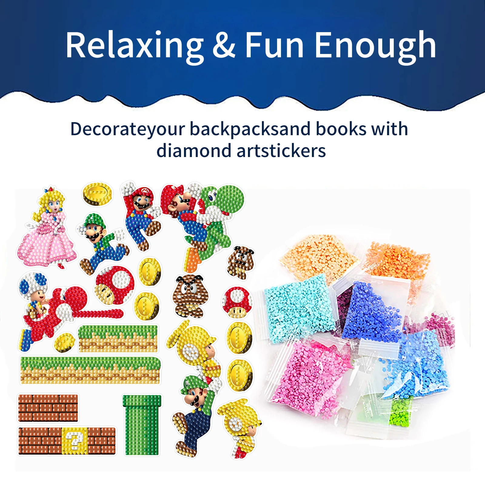 Diamond Painting DIY Mario Sticker Creativity Handmade Make 3D Children Diamond Painting Material Conducive to Concentration view 5