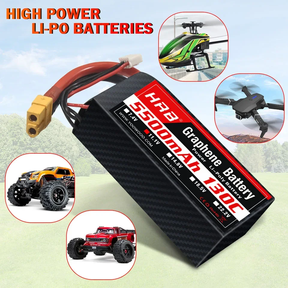 Batería Lipo 3S de 11,1 V y 5500mah, grafeno 130C RC con enchufe XT60 Deans para coche de carreras, camión, monstruo, Dron, avión